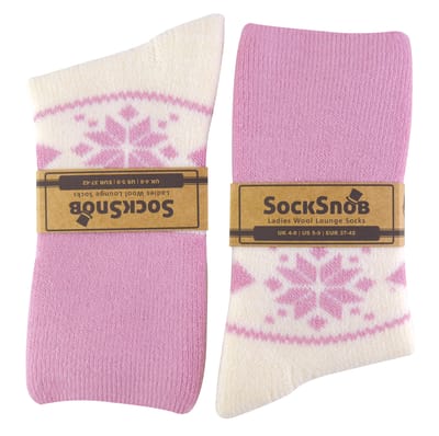 Wollen bedsokken voor dames met Fairisle-ontwerp - Room