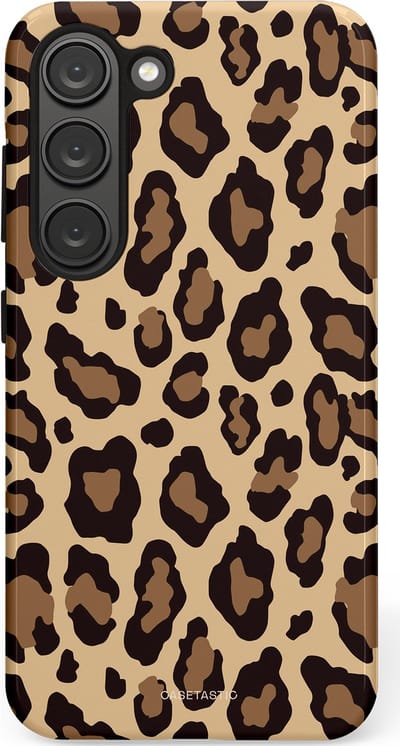 Casetastic hoesje geschikt voor Samsung Galaxy S23 - Dubbellaagse bescherming - Wilde Panter - Fashion Case - Zwart Taupe Crème
