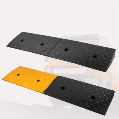 Rubberen Oprijplaten - Drempelhulpen - Voertuigen Verhogen - Antislip Textuur - Diverse Maten - Zwart Geel
