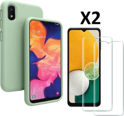 Hoesje Geschikt Voor Samsung Galaxy A03 Core hoesje silicone soft cover Groen - Hoesje Geschikt Voor Samsung Galaxy Galaxy A03 core Silicone hoesje - Ao3 Core Screenprotector 2 pack