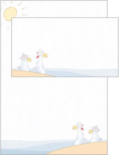 Briefpapier A4 Strand vogel 12 stuks inclusief 6 enveloppen