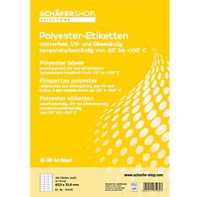 Schäfer Shop Select Weerbestendige etiketten, 63,5 x 33,9 mm, polyester wit, 20 vellen