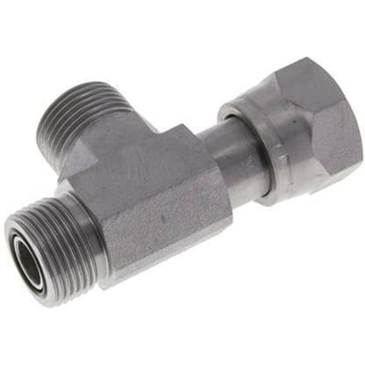 UNS 1''-14 F/M Verzinkt Stalen T-stuk ORFS met wartelmoer 400 Bar - Hydrauliek - FL3T-FM-EZ-100U