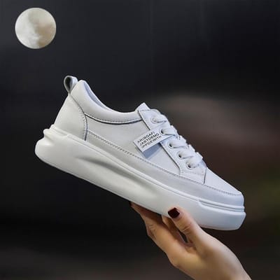 Baskets pour Femmes Grande Taille 41 Décontractées Respirantes Nouvelles Cuir de Haute Qualité Beige Blanc Plateforme Vulcanisée Chaussures pour Femmes 39 white