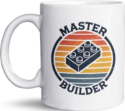NietMokken.nl - Grappige Master Builder mok - Retro stijl beker met bouwstenen design - Leuk cadeau voor bouw- en LEGO fans - Vaatwasser- en magnetronbestendig