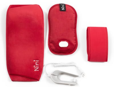 Nini Elektrische Kruik XXL met lichaamsband - +Verlengband tot maat XXL- 1 tot 6 uur warmte - Oplaadbare Kruik - Menstruatie Warmteband - tot 75°C Warm - Rood