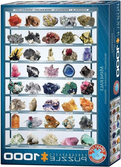 Puzzel 1000 stukjes - Educatieve puzzel - Ontspannen tijdverdrijf - Inclusief sorteerschalen - 68x48 cm - Mineralen