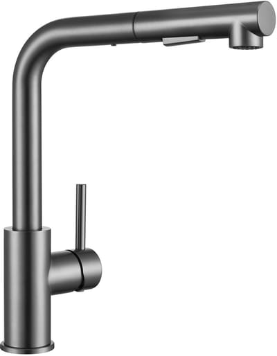 Dailygoods- Keukenkraan zwart - Uittrekbare mengkraan - Douchekop met 2 waterstraalsoorten - 360° draaibaar - Roestvrij staal - Geschikt voor enkele/dubbele spoelbakken