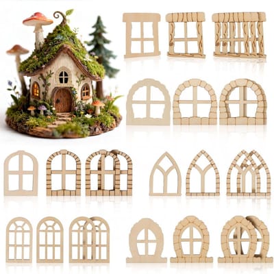 25 Stuks Mini Raam Accessoires - Miniatuur Deur Decoratie voor Thuis, Onafgebouwd Houten Deurtje en Raam Model, Ideaal voor DIY Projecten en Decoratie Props