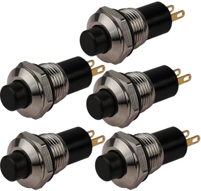 5 Stuks Mini Drukknop Schakelaars Zelfremmend DC 24V 10mm Montage Ø