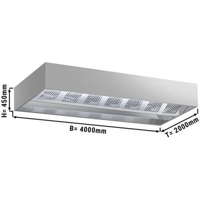 GGM Gastro Induktions-Deckenhaube - 4000mm - ohne Motor - mit Filter