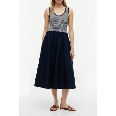 Tommy Hilfiger 5x2 Rib Mix Media Dark Night Navy/ecru Größe: XS | Midikleider Outlet | Damen | Schwarz