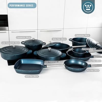 Wokpan 28 cm met deksel - Geschikt voor inductie en alle fornuizen - Ovenvast en Cool Touch handvat - Blauw