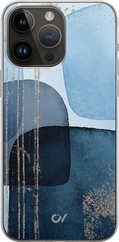 Hoesje geschikt voor Apple iPhone 14 Pro Max - Blue Abstract Shapes - - Blauw - Apple - Casevibes