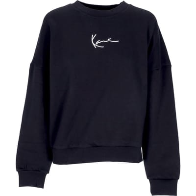 Damessweatshirt met ronde hals, kleine handtekening, zwart