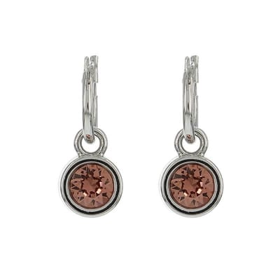 Biba Hang Oorbellen met Swarovski Steentje Blush Rose