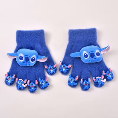 Stitch handschoenen - donkerblauw - pluche - 14 x 6.5 cm