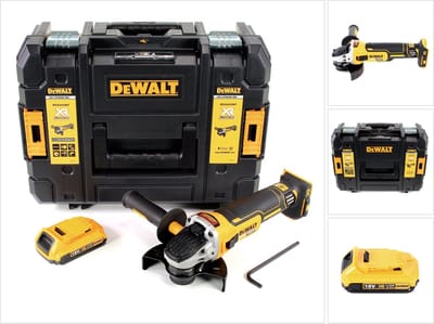 DeWalt DCG 405 NT accu haakse slijper 18 V 125 mm borstelloos + 1x accu 2,0 Ah - zonder oplader