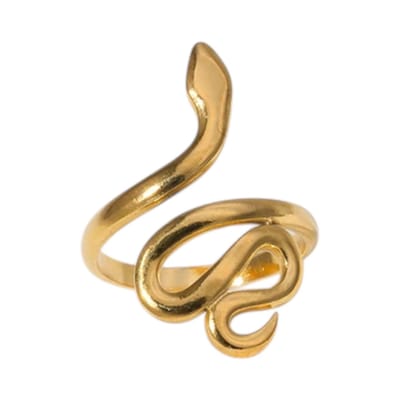 Aramat Jewels | Ringen | Grote Verstelbare Slangenring van RVS - 28mm Statement Ring | Goudkleur | |28mm | Staal | Volwassenen | Verkleurd niet