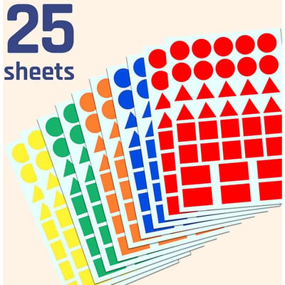 Gekleurde Vorm Stickers Labels 4 Vormen 5 Kleuren Labels Kleurcodering Stickers Driehoeken Cirkels Rechthoeken Zelfklevende Decals F red