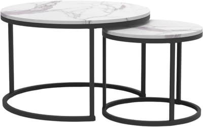 CALICOSY - Set van 2 geneste ronde salontafels 70x70x46cm 45x45x41cm