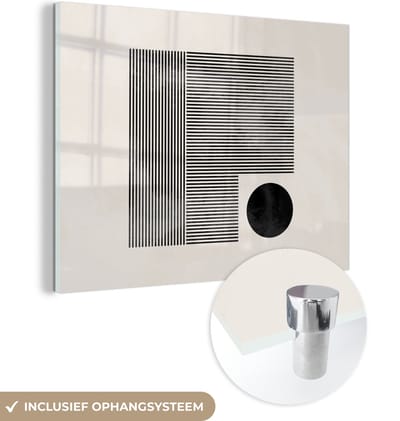 MuchoWow® Glasschilderij 120x90 cm - Schilderij acrylglas - Vierkant - Minimalisme - Abstract - Foto op glas - Schilderijen