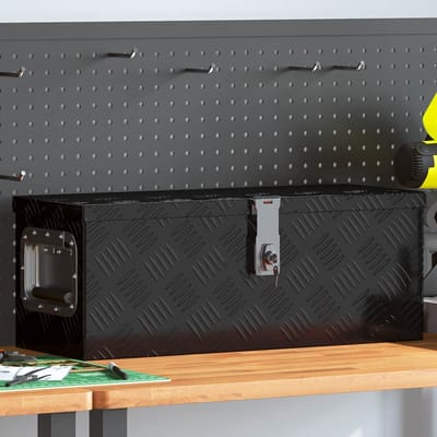 vidaXL - Opbergbox - 60x23,5x23 - cm - aluminium - zwart