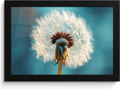 Poster in lijst - Fotolijst 30x20 cm - Posters - Paardenbloem - Natuur - Bloemen - Blauw - Posterlijst zwart - Decoratie - Wanddecoratie woonkamer - Muurdecoratie slaapkamer