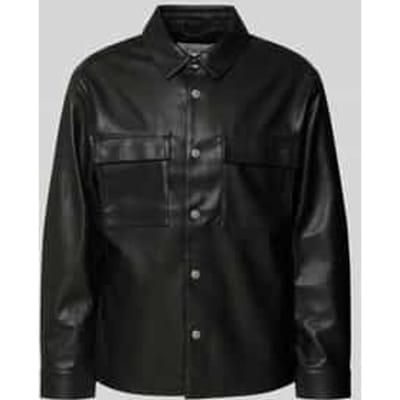 regular fit overshirt in lederlook