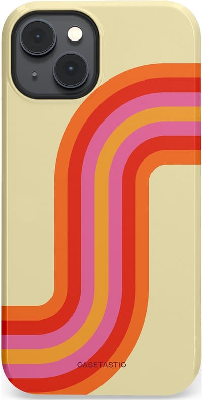 Casetastic hoesje geschikt voor Apple iPhone 14 Plus - MagSafe - Dubbellaagse bescherming - Retro bocht - Fashion Case - Zand Rood Oranje Roze