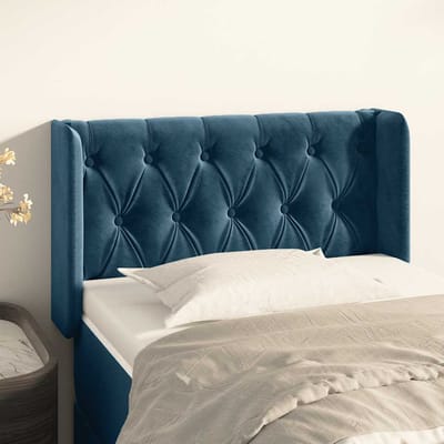 vidaXL - Hoofdbord - met - randen - 83x16x78/88 - cm - fluweel - donkerblauw