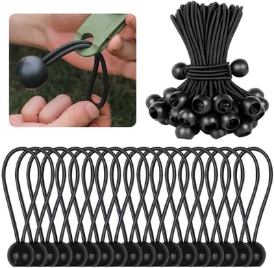 Set van 50 Rubber Tensioners voor Tentzeilen, Partytenten en Zeilbevestigingen met Bal