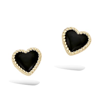 CHIVAL Oorbellen 18K Goud Verguld "Heart Wrap Black" – Perfect Cadeau Voor Haar, Luxe, Hart, Elegant, Zwart, Steen, Liefde, Romantiek, Chique, Geschenk, Love, Geschenkverpakking, Sieraad