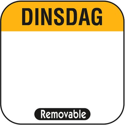 Depa | HACCP Stickers | Voedseletiketten / dagstickers GEEL | Dinsdag | 25x25mm | 1000 stickers op rol