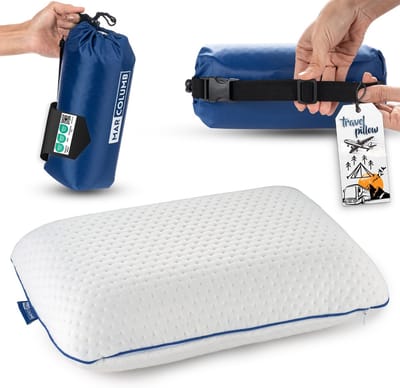 Thijox - Comfortabel Traagschuim Reiskussen voor Camping en Reizen - Draagbare Tas - Temperatuurregulerend Kussensloop - 40x25x10 cm - Wit