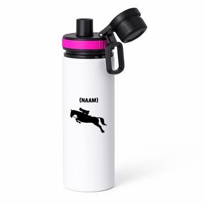 Hacebo® - Paardrijden met eigen naam waterfles met draaidop roze - Paardrijden - Paardrijder - Sport - water fles - 850ML