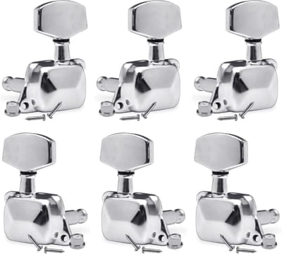 3+3 semi-gesloten gitaar stemmechanieken en stemsleutels set voor akoestische of elektrische gitaar (chroom)