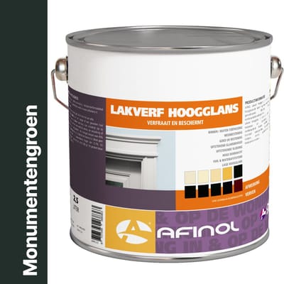 Afinol Hoogglans Lakverf Monumentengroen (N0.15.10) 2,5 liter - Lak - Houtlak - Houtverf - Voor Binnen en Buiten - geschikt voor hout, metaal en kunststof