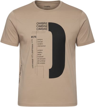 OMBRE T-shirt - Regular Fit - Katoen - Korte Mouw Donkerbeige S