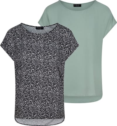 DENIMFY Dames T-Shirt DFJule 2 Pack bequem Veelkleurig L Ronde Hals Volwassenen Zomertop - Zomerblouse