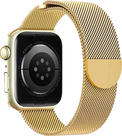 Stravo Luxe Milanese bandje - Geschikt voor Apple Watch 42mm (Series 11/10) , 41mm (Series 9/8/7), 40mm (Series 6/5/4/SE 1/2/3), 38mm (Series 3/2/1) - Goud - RVS metalen bandje met magneet - Milanees horlogebandje