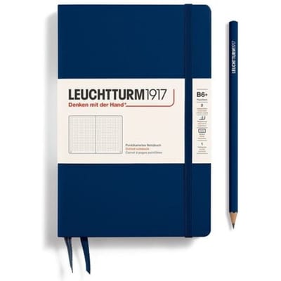 Leuchtturm1917 notitieboek, hardcover, paperback (b6+), dotted, navy blauw