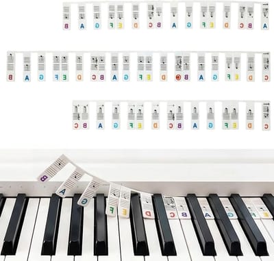 88 Keys Silicone Piano Notes Overlay for Beginners - Removable, Glue-free Piano Keyboard Notes Labels, Piano Guide for - ShopVlot