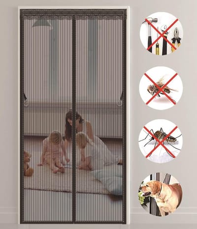 Magnetische hordeur 115x235cm(45x93inch) Opvouwbaar,Zonder boren,envoudige montage Magnetische Screen Door Automatisch sluiten,personaliseerbaar voor balkondeur,kelderdeur terrasdeur, Zwart A, 22060