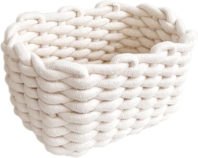 JeiibrZui Opbergmand Katoenen Touw - Witte Geweven Mand - 1 Stuks - Organizer Voor Kast Badkamer Kinderkamer - Duurzame Opbergdoos