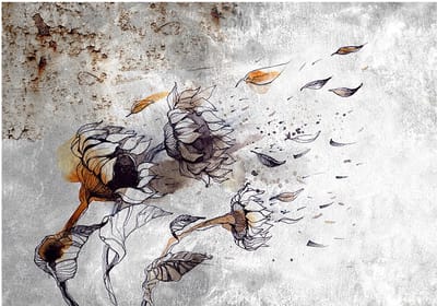 Fotobehangkoning - Behang - Vliesbehang - Fotobehang Zonnebloemen in de Wind - Recall sunflowers - 150 x 105 cm