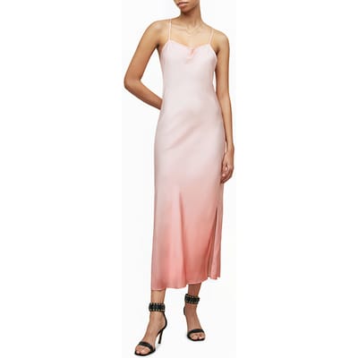AllSaints Ombre Dress Pink Nectar Maat: XS | Midi Jurken Outlet | Dames | Roze