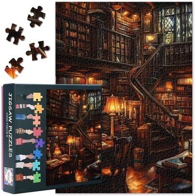 Dailygoods- Puzzel 1000 stukjes volwassenen - Oude bibliotheek - Vintage boekenplanken - Grappige uitdaging - 70 cm x 50 cm - Perfect voor familie en vrienden - Legpuzzel