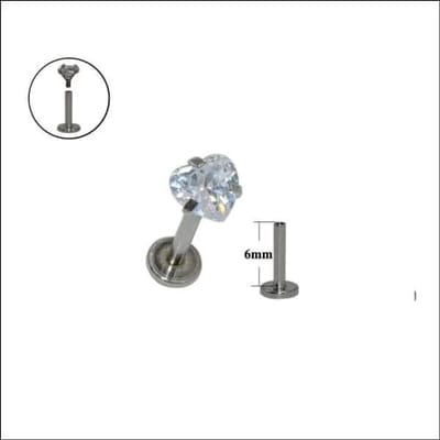 Aramat Jewels | Piercings | Stalen Helix Labret met Hartvormig Steentje 3mm | | | |4mm | | Volwassenen | Verkleurd niet