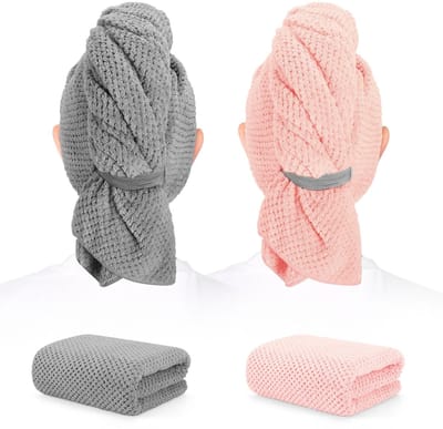 2-Pack Microvezel Drooghanddoeken voor Lang Haar - Absorberende Sneldrogende Handdoeken - Superzachte Sneldrogende Handdoeken - Geschikt voor Vrouwen en Meisjes - Sneldrogende Superabsorberende Drooghanddoeken - 100 x 60 cm